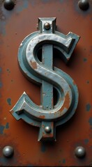 Metal sign with a dollar sign on it
