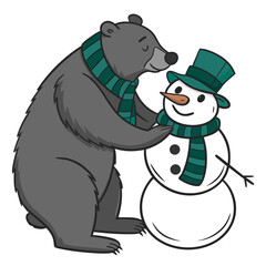 polar bear and snowman