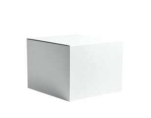 A simple, blank, white cube centered against a solid black backdrop