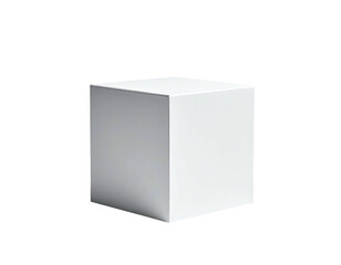 A white cube floats against a black background, three sides visible