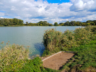Lake with Reeds and Clouds