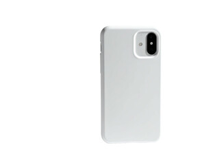 A white smartphone case with rounded corners and a camera cutout on black