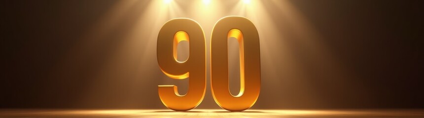 A close up of a number 90 with a spotlight behind it