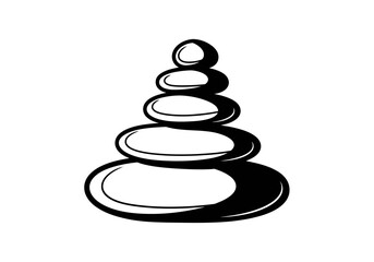 Zen stones stacked in balance, a symbol of harmony, peace, meditation practice, vector illustration