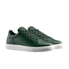 Dark Green Sneakers with Sleek Design on transparent background