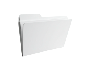 Angled white folder with documents, isolated on a black background