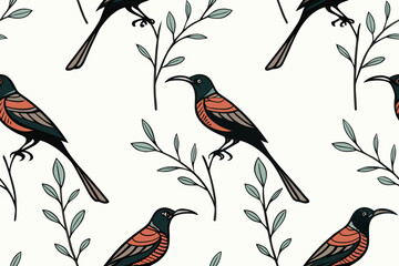 vector seamless pattern with palestin sunbird