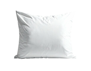 White, square pillow, soft and crumpled, isolated on a stark black background