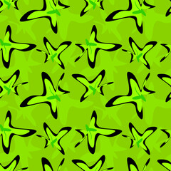 Green black modern abstract flowers 