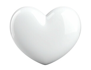 3D rendered, glossy white heart shape against a black background