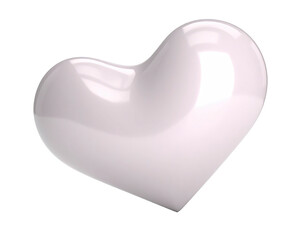 A glossy, plump, 3D heart rendered with light and shadow, against black