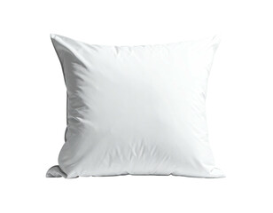 Fluffy white square pillow on black backdrop, showing folds and shadows