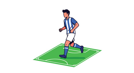 Obraz premium Dynamic soccer athlete sprints across a vibrant green pitch, showcasing energetic movement and competitive spirit, an illustration style capture