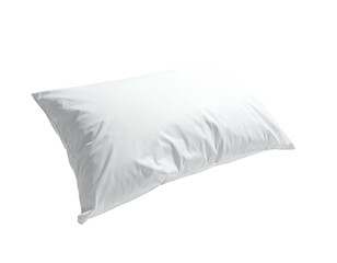 Fluffy white rectangular pillow isolated against a black background