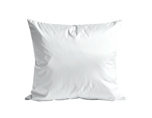 Isolated square white pillow on black background, showing crumpled surface