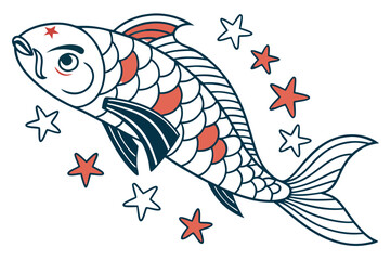 Koi fish with stars