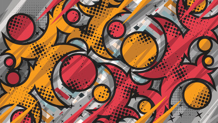 Fototapeta premium Retro Pop Art Geometric Abstract Vector Background