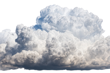 Isolated White Cumulus Cloud on Transparent Background Atmospheric Phenomenon Weather Formation Large Puffy Cloudscape Against Dark Sky Dramatic Lighting Meteorology Illustration