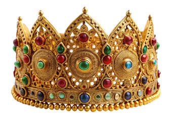 Turkmen gilded headpiece isolated on white background