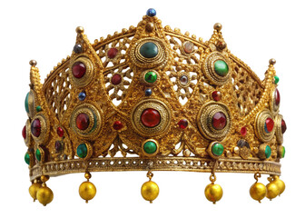 Turkmen gilded headpiece isolated on white background