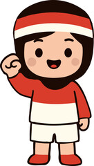 Indonesian Girl Celebrating Independence Day with a Cheerful Cartoon Design