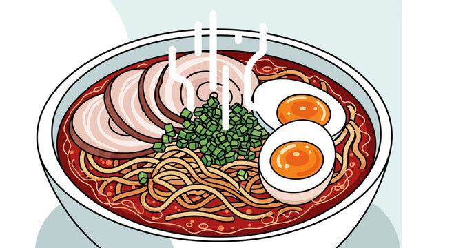 Delicious bowl of ramen noodles with egg.