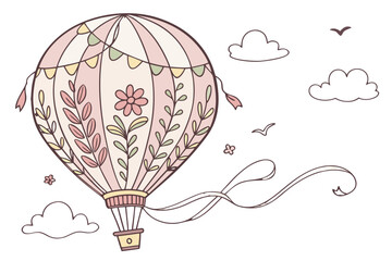 Hot air balloon with floral design