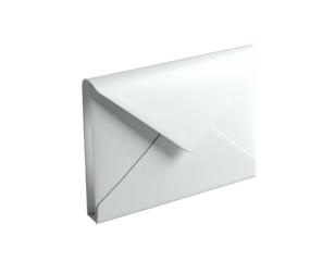 A clean, white, paper envelope, sealed and slightly angled against a black background