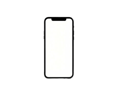 A modern black rectangular handheld device with a blank white display