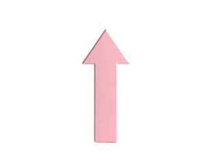 A three-dimensional pink upward-pointing arrow against a solid black background