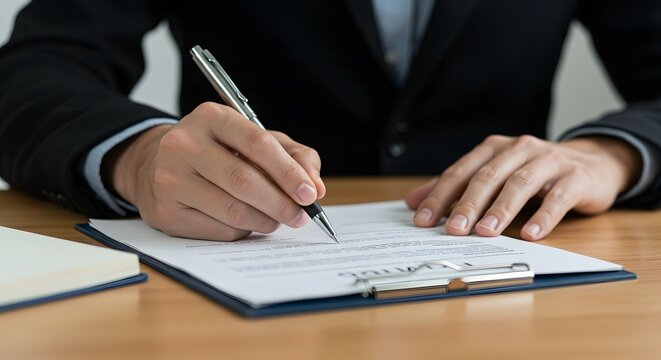 Business Man Signing Contract or Document