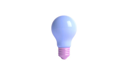 A 3D rendered lightbulb, soft blue bulb, pink base, isolated on black background