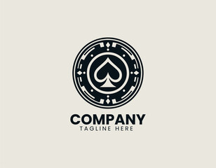 Fototapeta premium Spade Pokerchip vector logo illustration