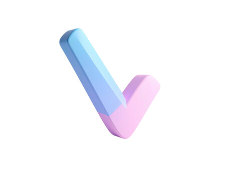3D rendered pastel checkmark floating against a black background - Powered by Adobe