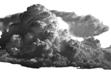 Dramatic Illuminated Cumulus Cloud Formation with Ethereal Lighting on Transparent Background Generates Atmosphere for Weather Theme Ideal for Compositing and Creative Projects