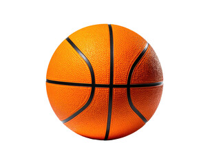 Fototapeta premium Isolated orange sphere with black lines, a classic sports ball against black