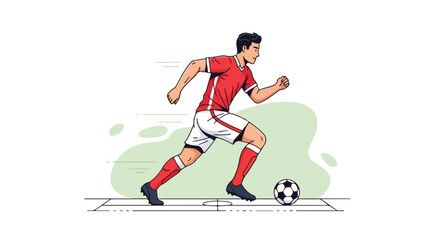 Dynamic cartoon style soccer player illustration showcasing speed and skill on the field representing sports action and athletic prowess