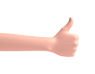3D-rendered arm extending with a raised thumb gesture, on a black background