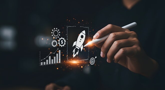 Business Startup Launch and Growth Strategy Concept