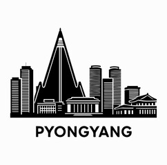 Fototapeta premium Pyongyang Skyline Silhouette with Ryugyong Hotel