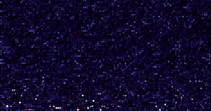 Twilight sequins turn up in a random pattern. Top view of gorgeous waving pattern background. 4K 3D rendering loop animation.