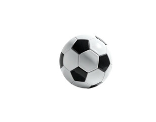 A classic soccer ball with black and white panels on a dark background