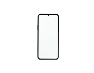 A mobile phone with a bright screen, floating center on a black background
