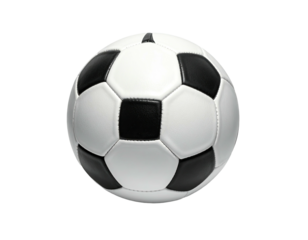 A classic black and white soccer ball, isolated on a black background (2)