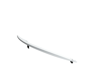 A white, curved bar with two small feet, isolated on a black background