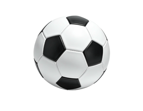 3D rendering of a classic black and white soccer ball on a black background