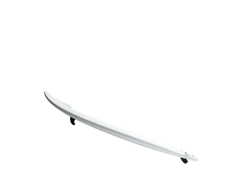 A white, curved bar with two small feet, isolated on a black background