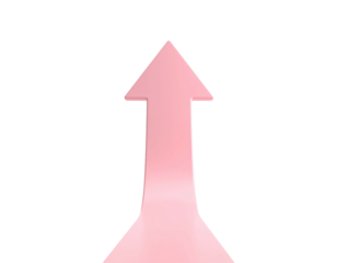 A shiny, upward-pointing arrow with a gradient shading on a black background