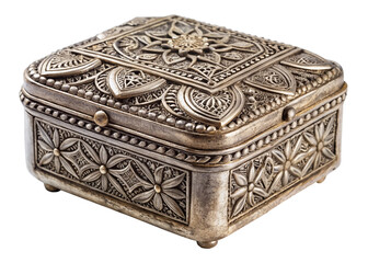 Tajik silver amulet box isolated on white background