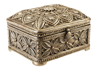 Tajik silver amulet box isolated on white background